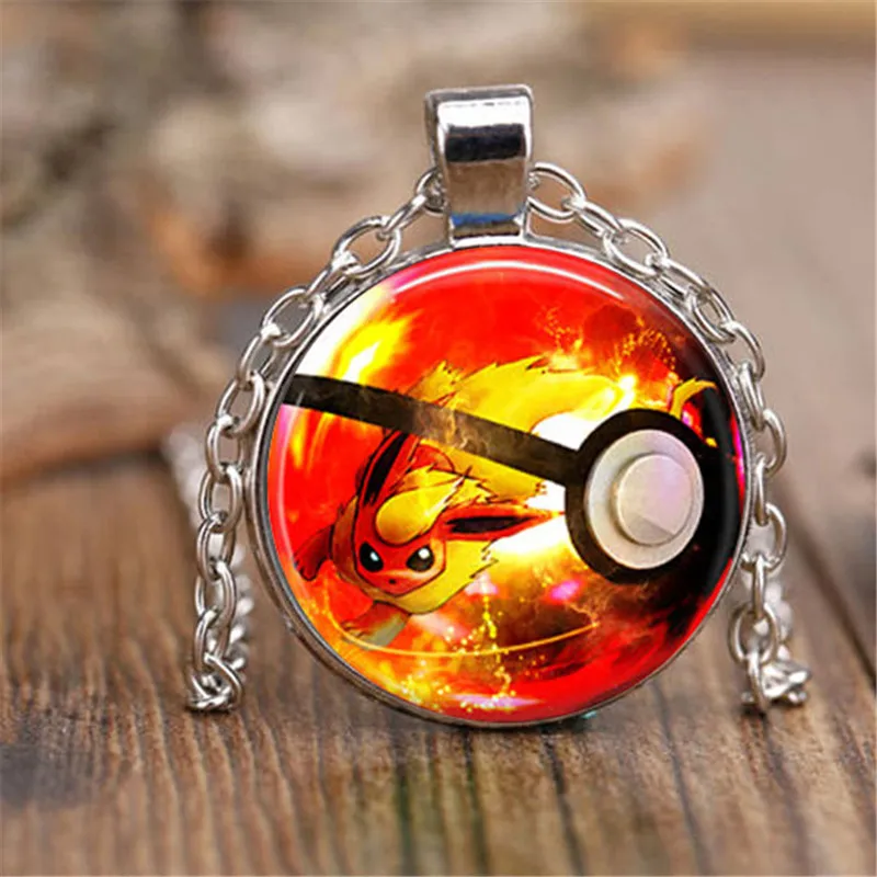 Flareon ожерелье eveelution кулон Милые ювелирные изделия PIKACHU девушки стекло кабошон