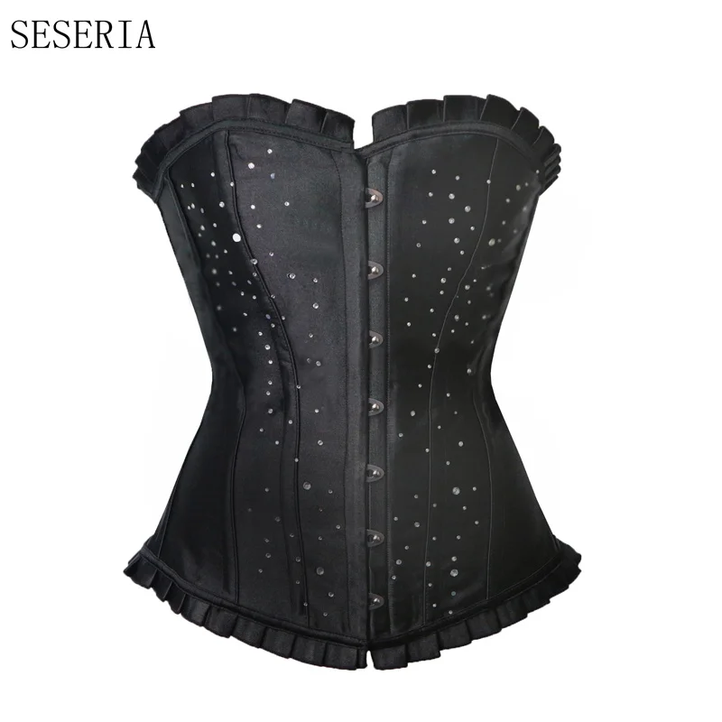Seseria Corsets Sexy Womens Plus Size Corsets And Bustiers Overbust Gothic Lace Strapless 