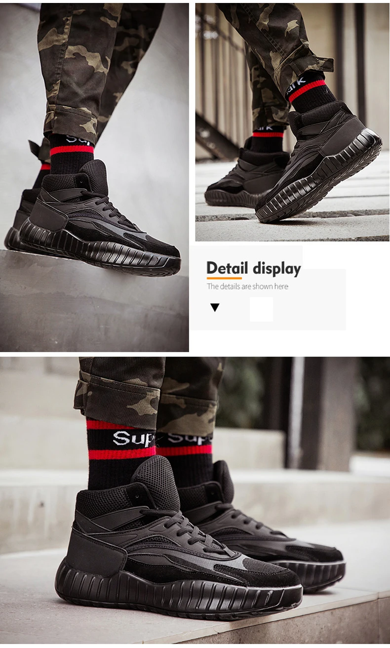 Men's Vulcanize Shoes Trainers Chunky Sneakers Dad Shoes Men Sneakers Mesh Footwear High Platform Sneakers Black Men Big Size 44 (11)
