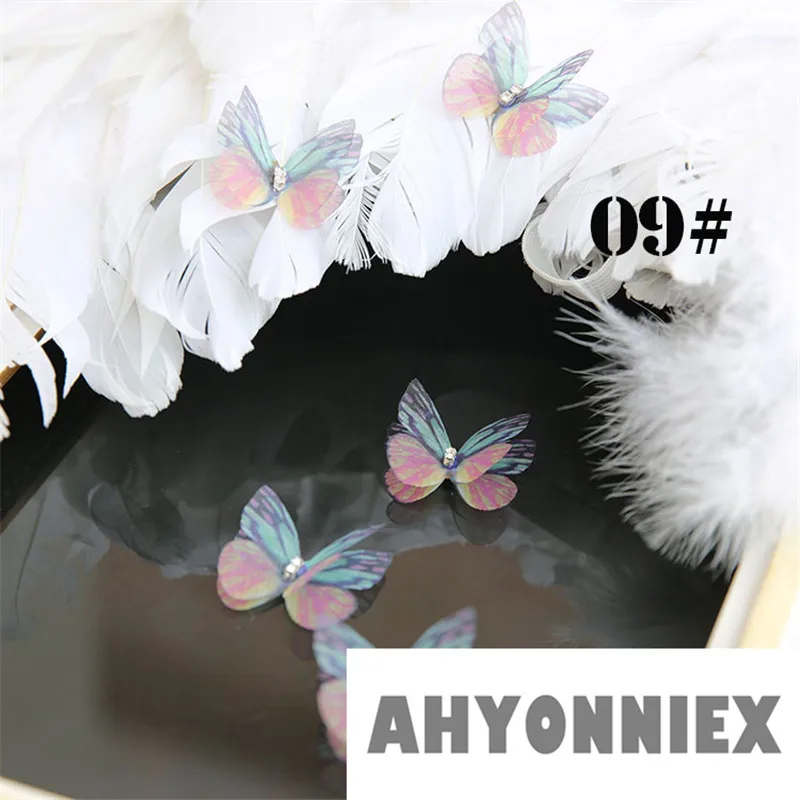 AHYONNIEX двухслойная атласная шифоновая пряжа нашивки бабочки Пришивные аппликации