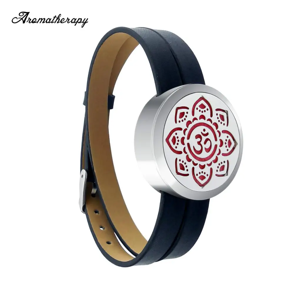Винт медальон аромараспылитель браслет эфирное масло диффузор двойной кожаный браслет с ремешком с бесплатными подушечками - Окраска металла: 30MM-8