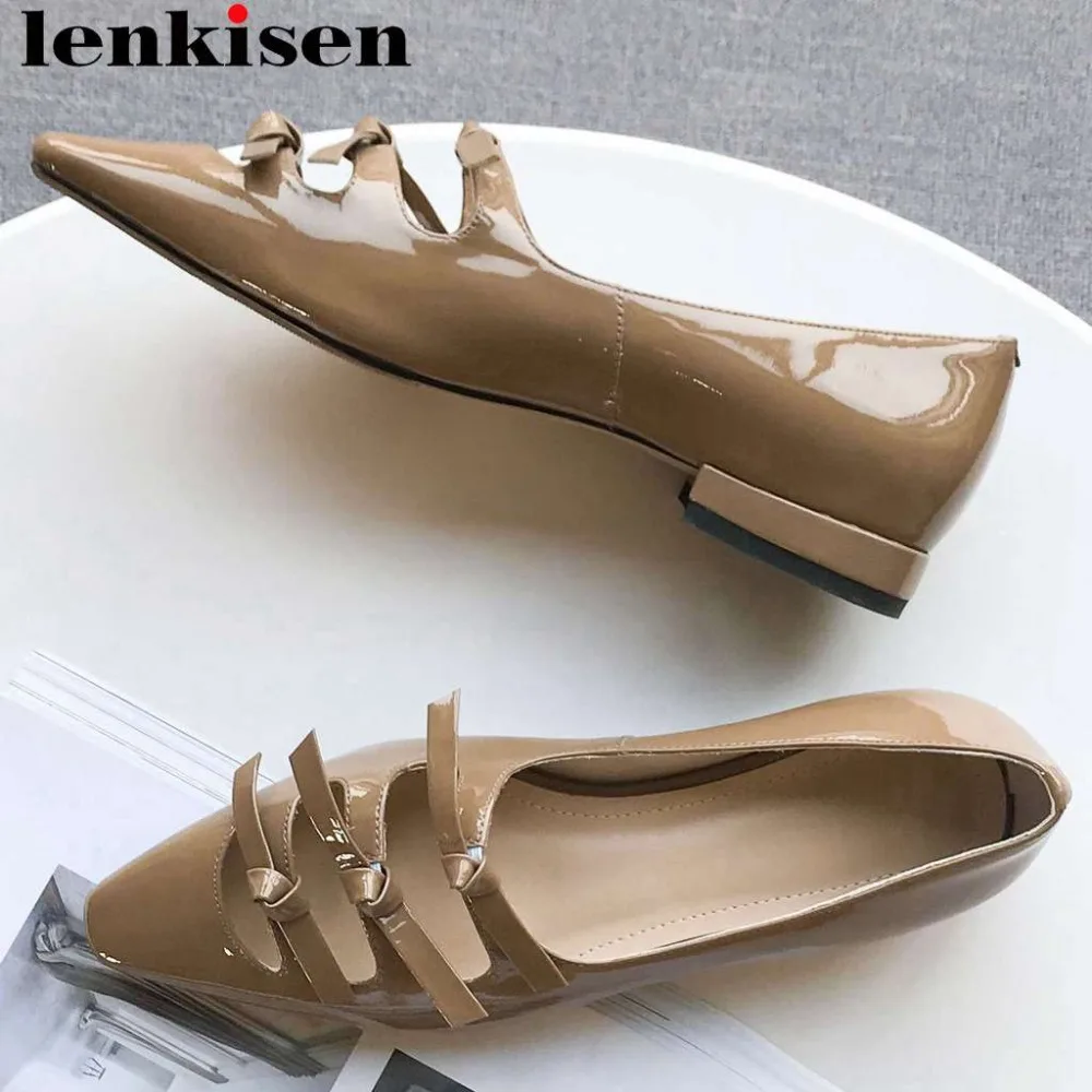 

Lenkisen pretty girls genuine leather slip on bow-knot design slip on square toe women flats campus dating large size shoes L51