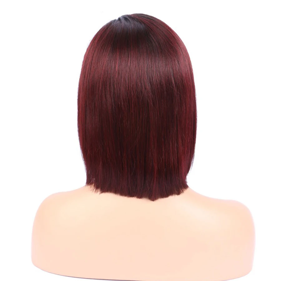 BEEOS Ombre красный 13*4 Синтетические волосы на кружеве натуральные волосы парик короткий боб парик для Для женщин 150% предварительно сорвал