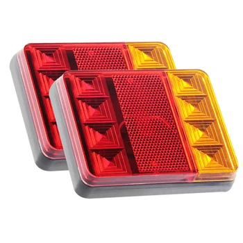 

EAFC Waterproof 8 LED Car Tail Light Rear Lamps Pair Boat Trailer 12V Rear Parts for Trailer Truck Car Lighting Waterproof IP65