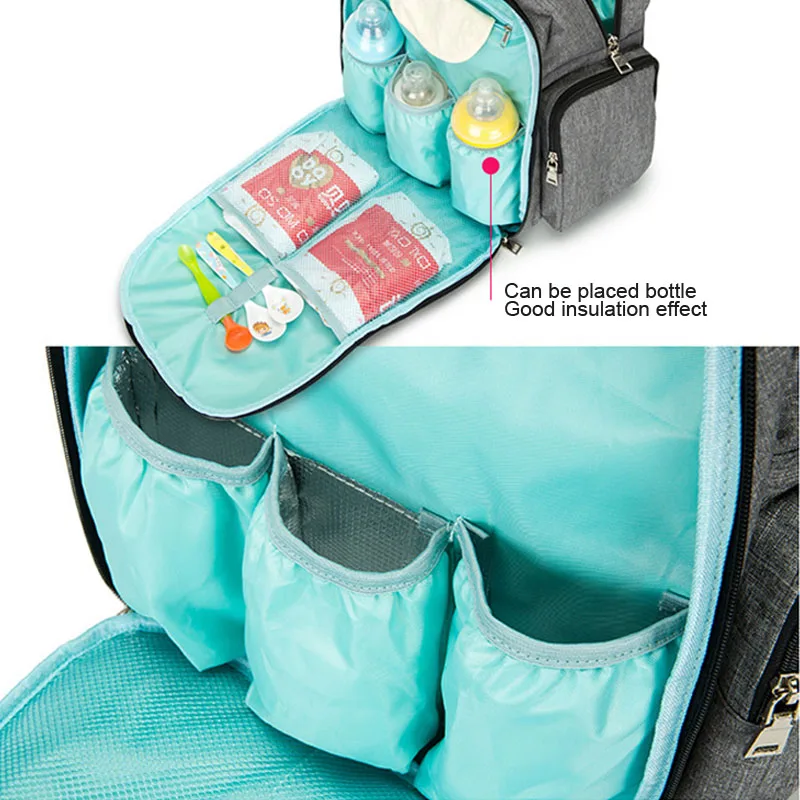 Baby Diaper Bag For Boys Girls Stoller Mother Wetbag Multifunctional Mummy Backpack Large Capacity Nappy Bags Gray Changing Bag (4)