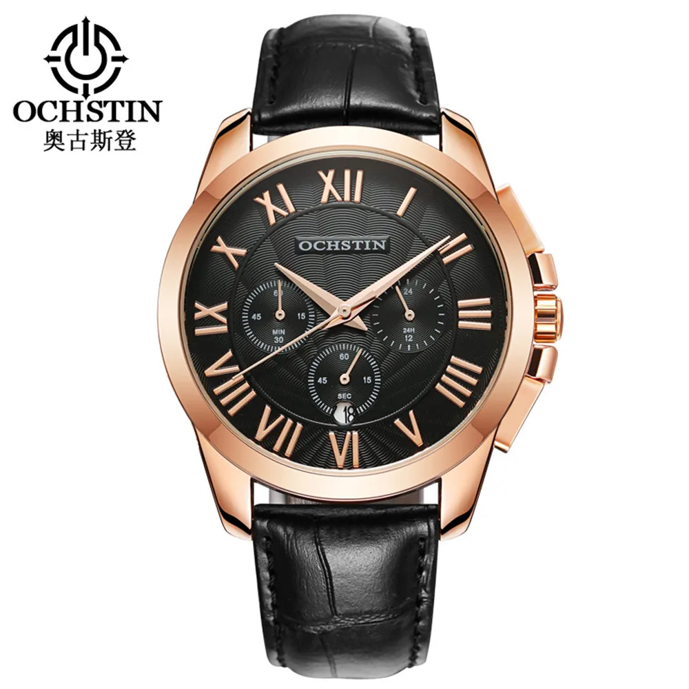 

Men's Quartz Watches Top Brand Luxury Men Business Calendar Wristwatch Watch Male 2019 New Leather Strap Horology Montre Homme