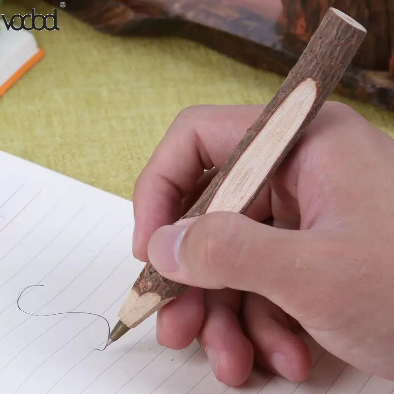 

5pcs/lot Nature Style Handmade Branch Ballpoint Pen Simple Wooden Environmental Ball Pencil Wood Ball Point Pencil