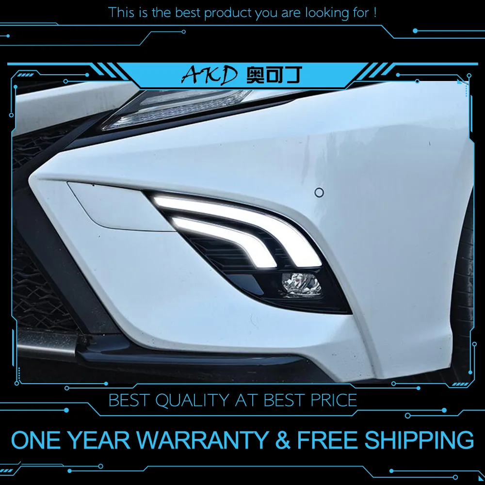 

AKD Car DRL for Toyota Camry 2018 DRL 2 colors White and yellow LED Daytime running light signal light turning lamp