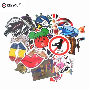 

KEYYOU 50PCS Car Stickers on Motorcycle Suitcase Home Decor Phone Laptop Covers DIY Vinyl Decal Sticker Car Styling