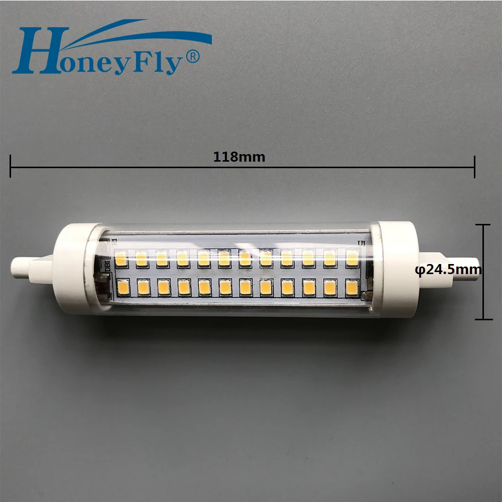 HoneyFly R7S 118 мм светодиодные лампы 10 Вт 220 В J118 двусторонний светодиодный прожектор заменить 100 Вт галогенные лампы Супер яркий ПК Al лампы