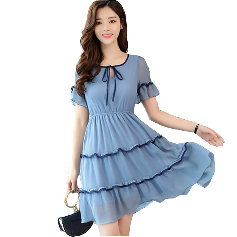 Chiffon Dress Elastic Waist