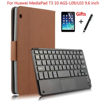 

For Huawei MediaPad T3 10 AGS-L09/L03 9.6 inch Tablet Magnetically Detachable ABS Bluetooth Keyboard Leather Case Cover +Gifts