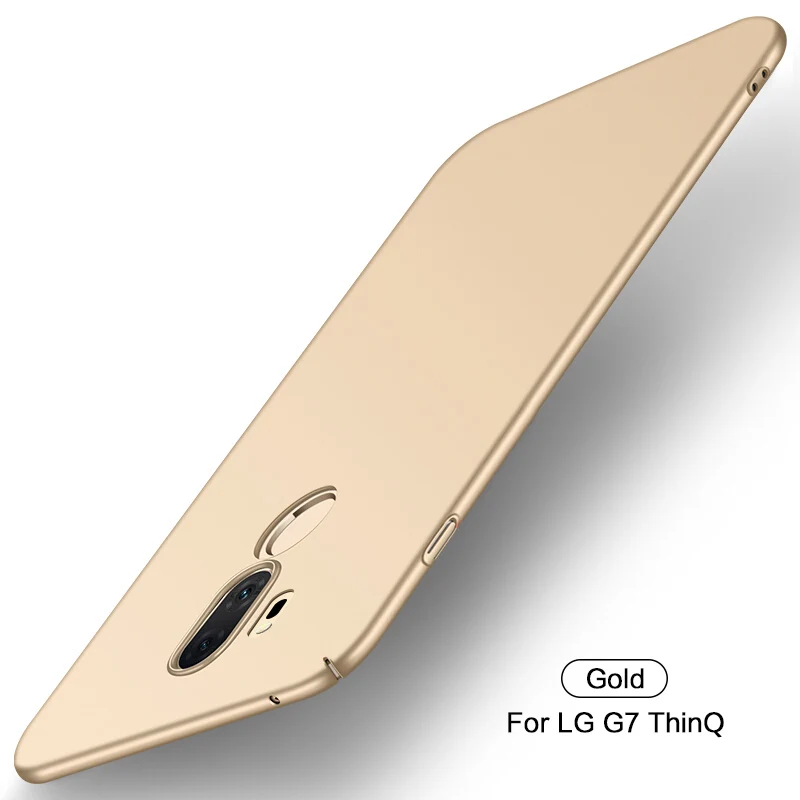 Для LG G7 чехол ThinQ ультра тонкий жесткий чехол из поликарбоната для LG G710 высококачественный чехол s для G7 ThinQ чехол для телефона черный синий золотой красный - Цвет: Gold