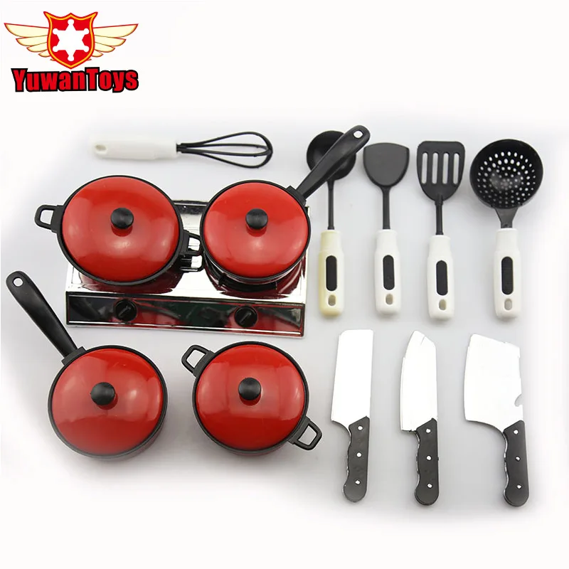 Stainless Steel Cook Ware Toy House Kitchen Pretend Play Utensils Cooking Pots Pans Food Dishes Kids
