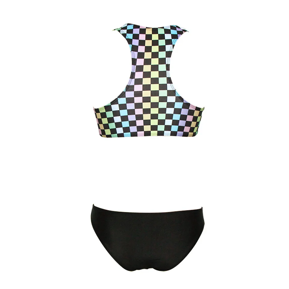 Лидер продаж 2019 г., женские пикантные Слитные купальники в клетку с съемной подкладкой и беспроводной подкладкой