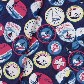 

140cmx100cm Cotton Fabric for textile, pathwork, cloth - Miami Beach - water skiing,sailboat