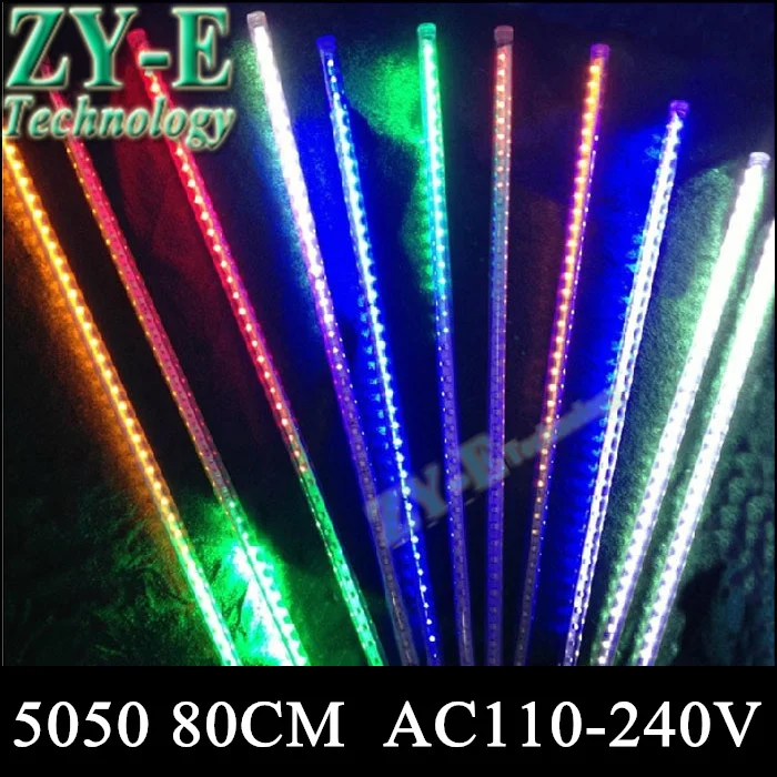 

10pcs/set SMD5050 72leds/tube Snowfall Tube 80cm Meteor light Rain lamp Led Tube Light +Power Adapter AC110-240V Free Shipping