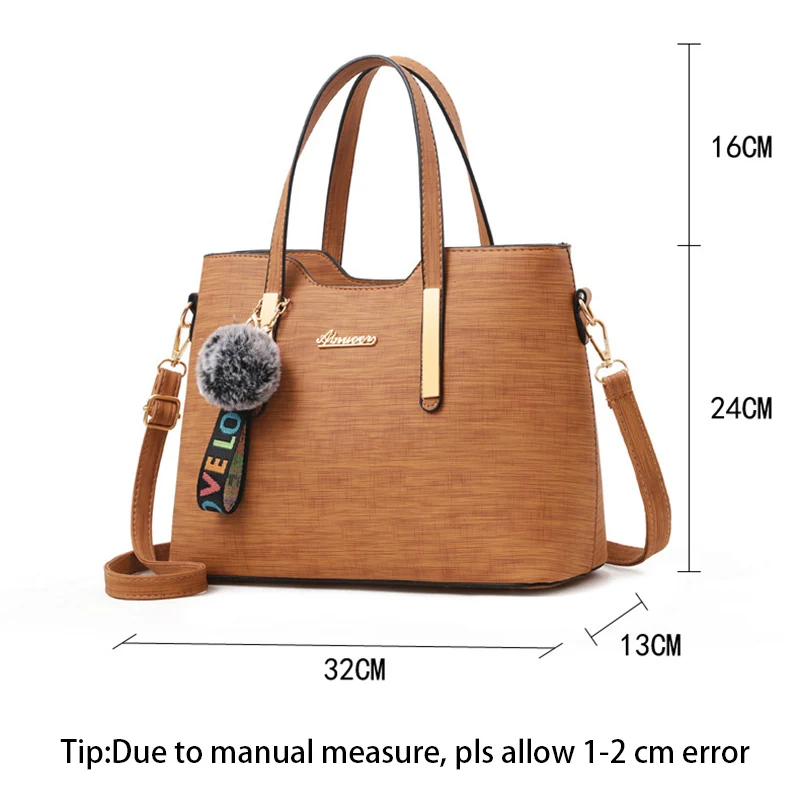 Women European Handbags Lady Fashion Hairball Crossbody Shoulder Bags Female Leather Messenger Bag Bolsa Top-Handle Purse SS7234 (6)