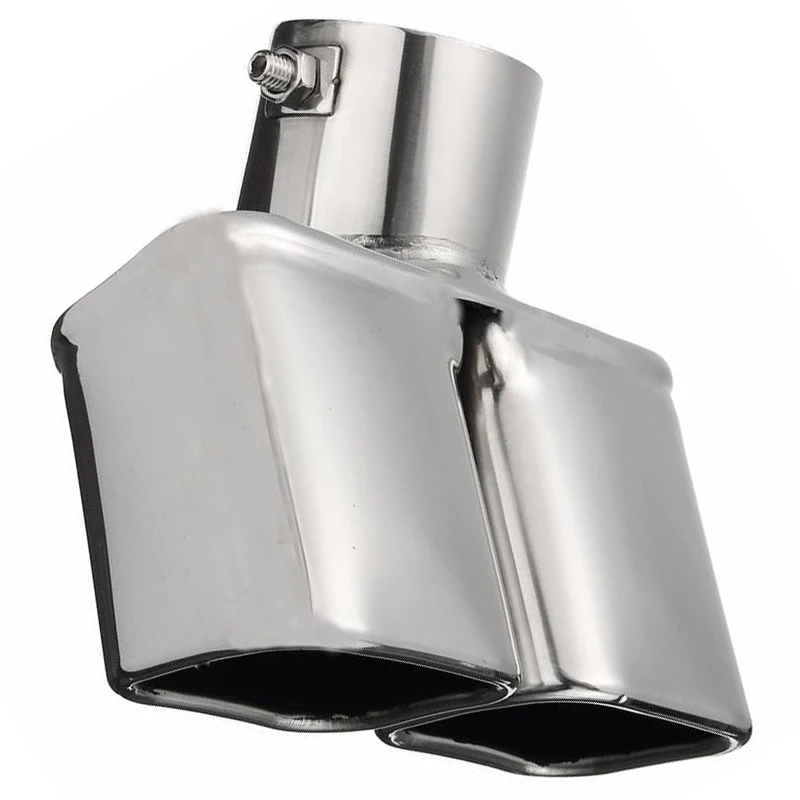 

Inlet Muffler tip Exhaust Rear Silver Car 2.5" Trim Stainless Steel Tail