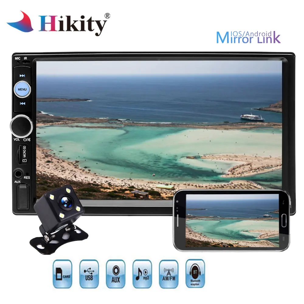 

Hikity 7 Inch Car Audio Stereo Touch Screen 2 Din MP5 Player Rearview Camera Bluetooth Car Radio Player Car Audio Mirror Link