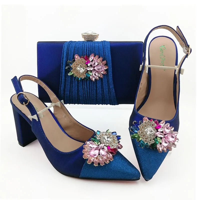 Комплект из туфель и сумочки небесно-голубого цвета; итальянский комплект из женских туфель и сумочки для вечеринок; женские высокие сандалии и сумочка в нигерийском стиле
