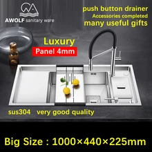 Роскошные кухонные раковины панель 4 мм одна чаша раковина с много полезные подарки нержавеющая сталь большой прочный над счетчиком undermount tac912