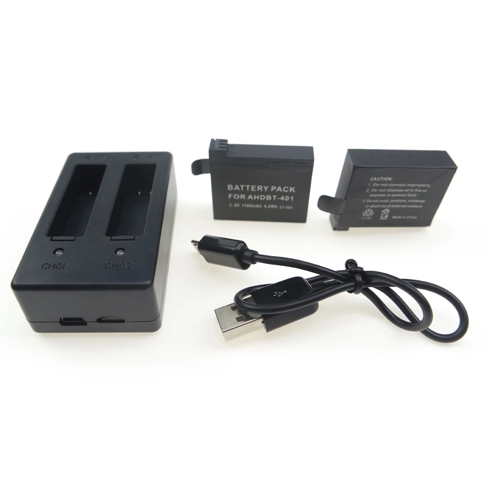 

Melasta 2pcs Hero 4 camera battery For GoPro Hero 4 AHDBT-401 3.8V 1160mAh + Dual 2 Port Charger Action Camera accessories