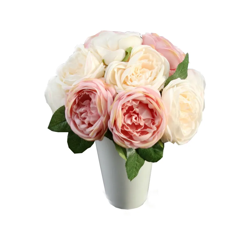 

MUQGEW home decoration accessories Artificial Rose Silk Flowers 5 Flower Head Leaf Garden Decor DIY pink decoracion hogar
