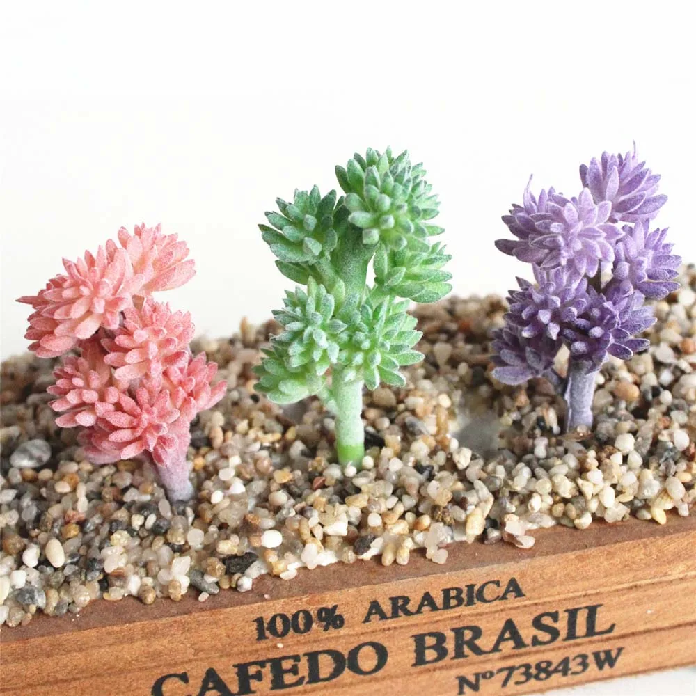 Height=7.5cm Mini Desktop Bonsai Green Purple Pink Artificial Succulents Plants DIY Plants Wall Fake Plants plantas artificiais