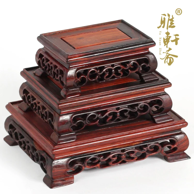 

[TZ] rosewood rosewood carving handicraft Jaipur rectangular base three piece rectangular Jade Flower Taiwan