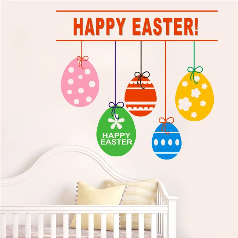 Home Decoration 4037cm Livingroom Sticker Happy Easter Rabbit Vinyl Decal Art Wall Sticker DIY Home Room Decor (1)