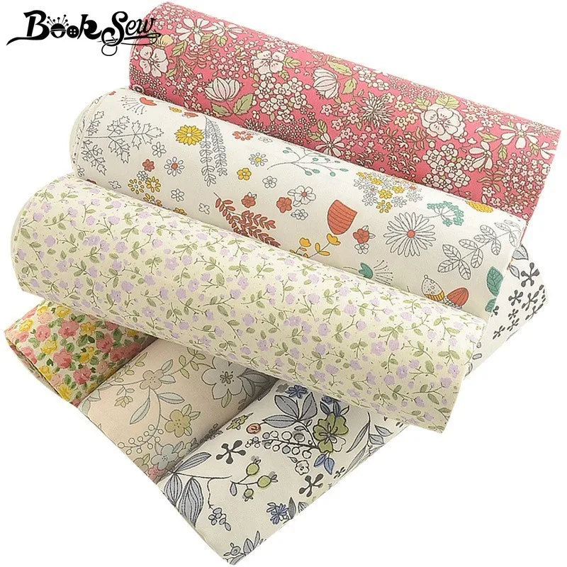 Booksew Fat Quarters с цветочным принтом, хлопок, ткань, сделай сам, лоскутное шитье, подушка, ткань для шитья, 6 шт./40 см x 50 см, Tissus