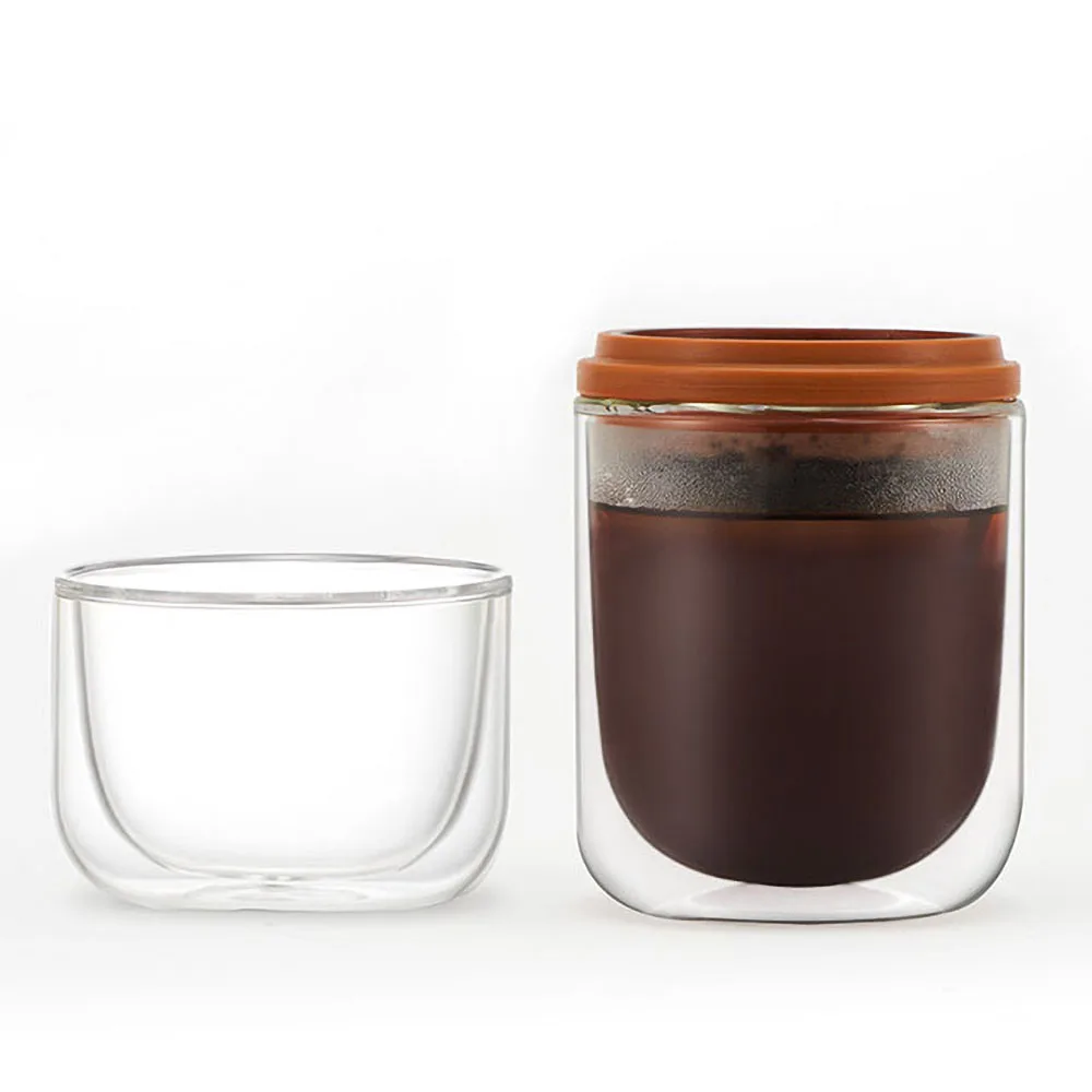 

2 in 1 Double Glass Coffee pot with Stainless Steel Filter Strainer Drip Coffee Pot Drip Barista Pour Over Coffee Maker Free Bag