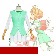Anime Cardcaptor Sakura Card Captor Clear Card Sakura Hen Kinomoto ED Angle Green Cosplay Costume Anime Cardcaptor Sakura Card Captor Clear Card Sakura Hen Kinomoto ED Angle Green Cosplay Costume