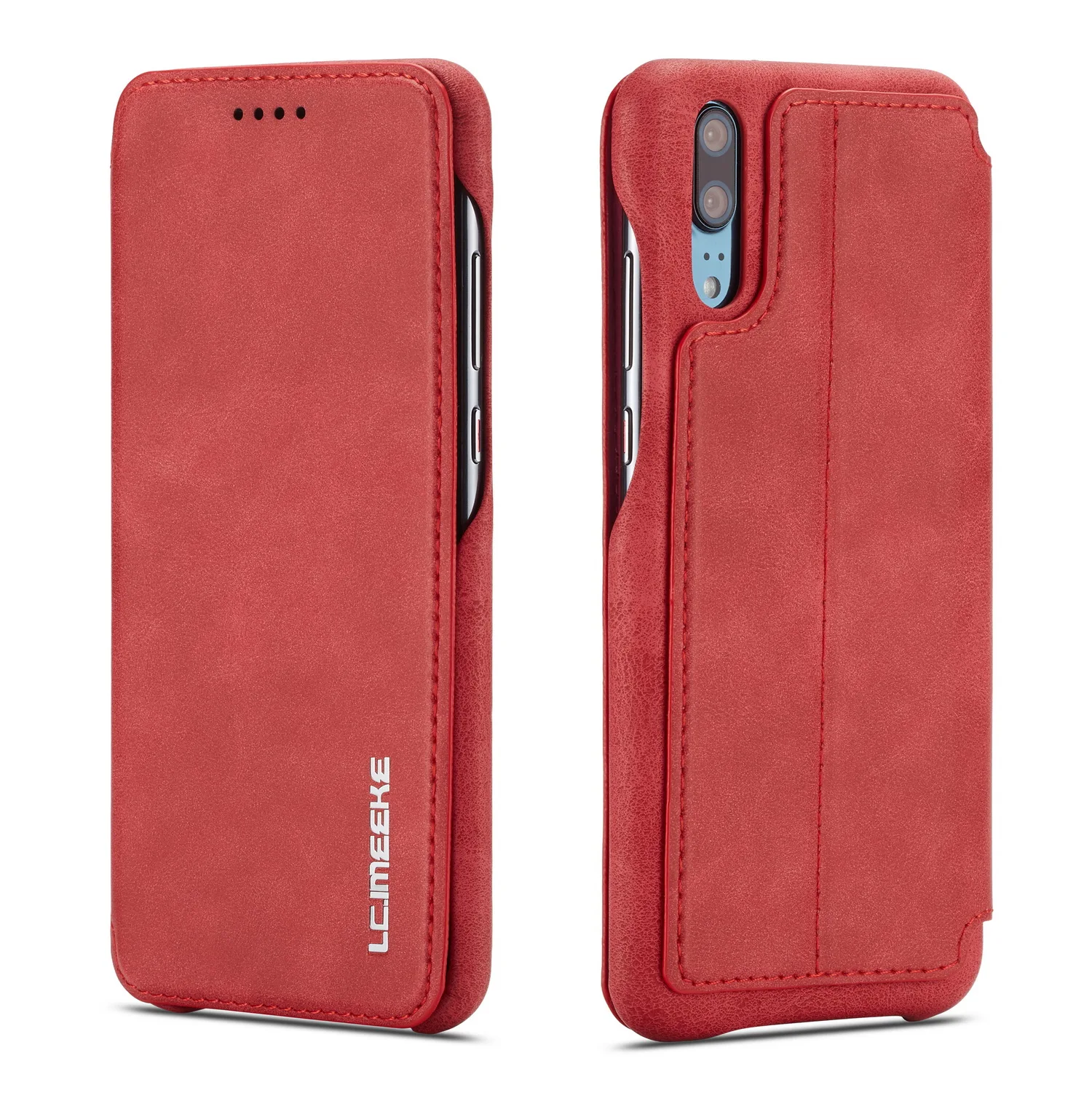 Чехол для samsung Galaxy A20 A30 A70 A40 A50, брендовый Чехол-книжка с логотипом, качественный чехол, роскошный уплотненный кожаный держатель, кошелек, Прошитый чехол - Цвет: red