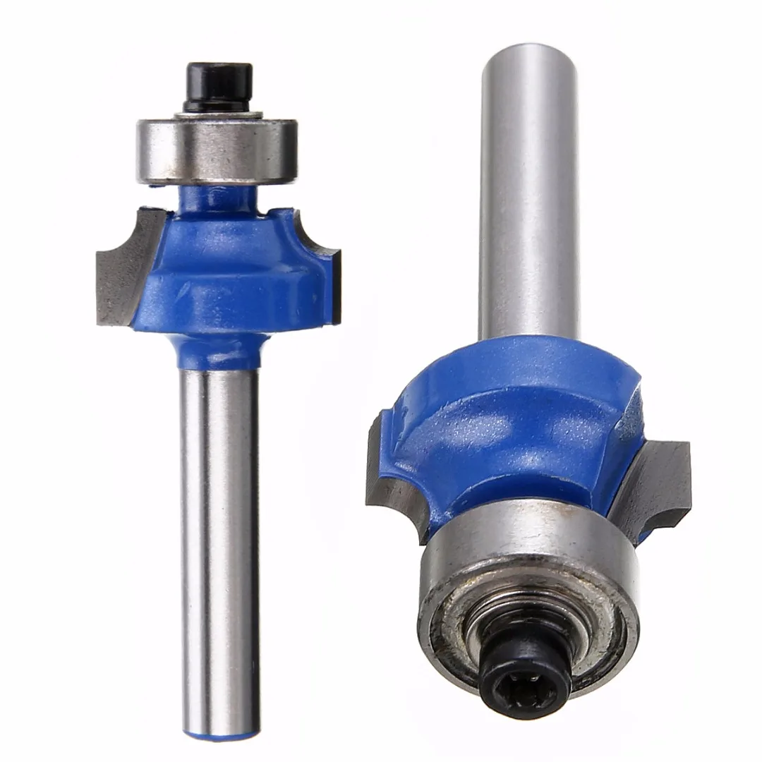 1pc Blue Round Over Router Bit 1/4" Shank 1/4" Radius Solid Hardened Steel Woodworking Milling Cutter For Power Tool
