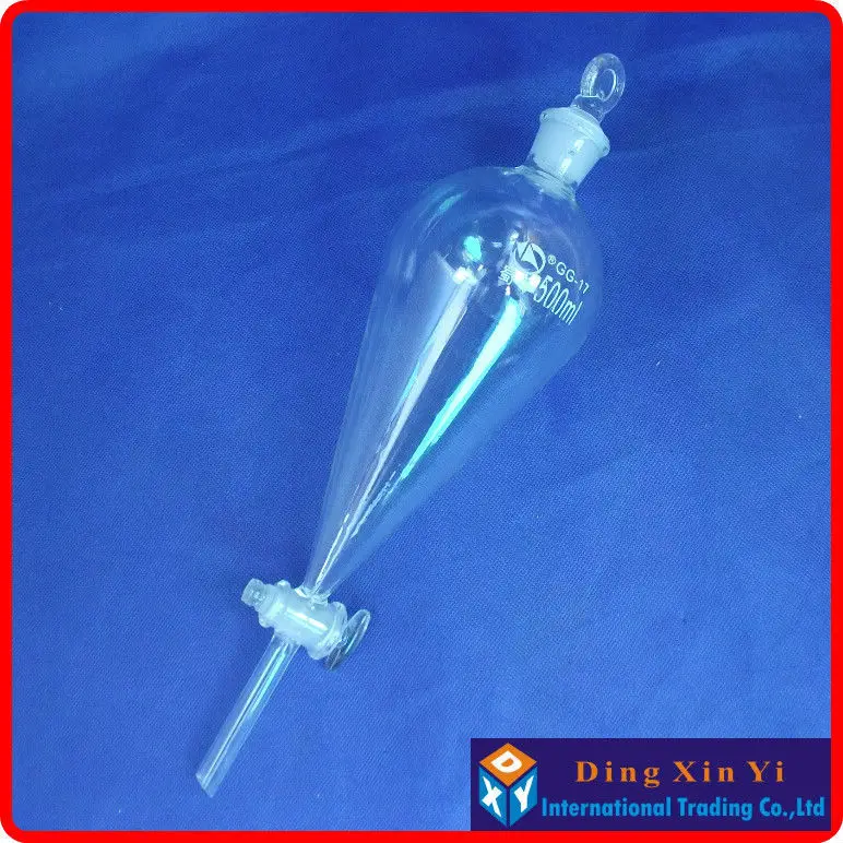 

500ml pear shape separatory funnel,glass pear-shaped funnel,Separatory Funnel squib pear shape with ground-in glass stopper