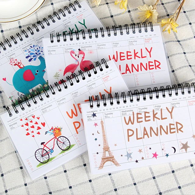 Cartoon Flamingo Elephant Weekly Daily Planner Notebook Agenda Organizer Stationery School Office Notebooks Aliexpress