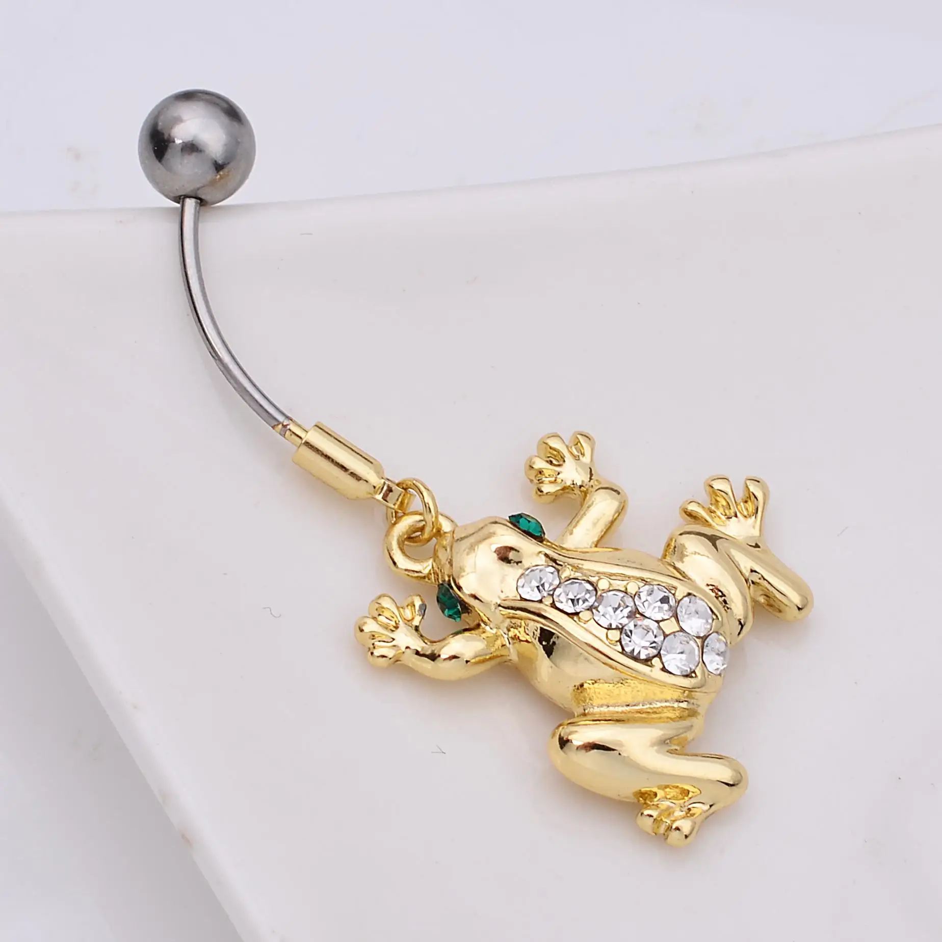 2017 Rhinestone Frog Dangle Belly Ring 316L Stainless steel Navel