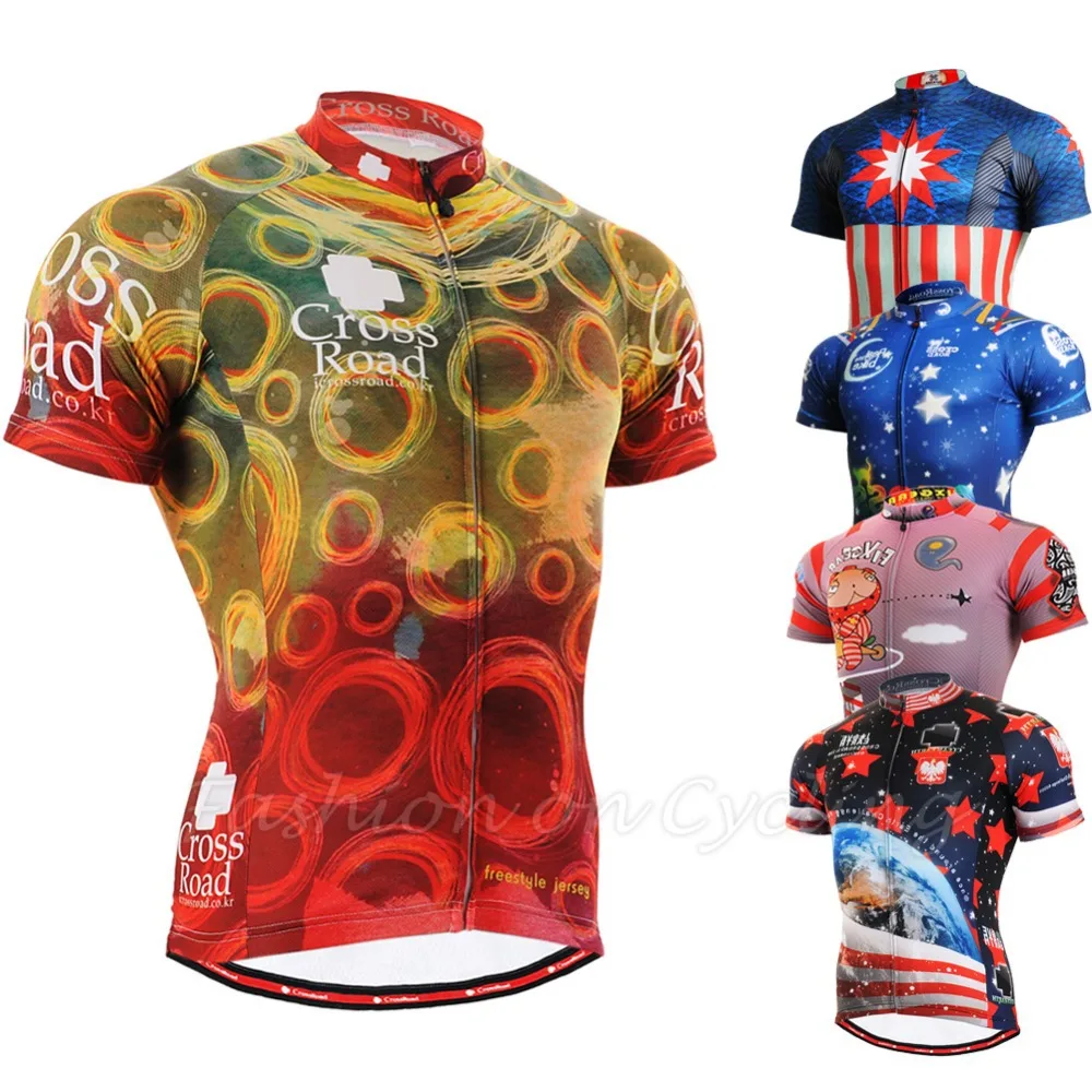 

Life on track Men`s Short Sleeve Cycling Jersey W/ Non-slip Silicone Band & 3 Rear-pockets MTB Bike Clothing