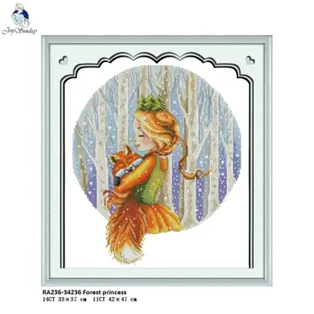 

Forest Princess Embroider DIY Counted Printed On Canvas DMC Threads 14CT 11CT Chinese Cross Stitch Needlework Sets Wholesale