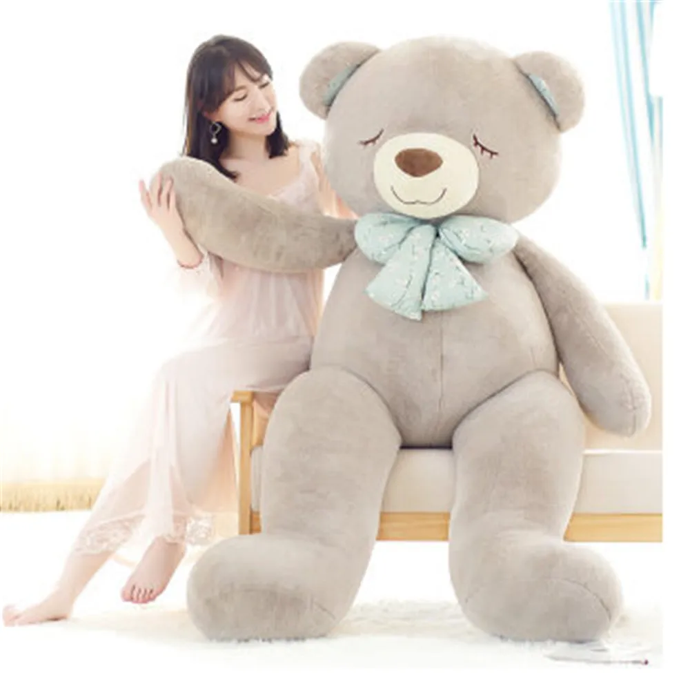 Fancytrader Soft Jumbo Teddy Bear Doll Giant Stuffed Sleeping Face Bear with Bow Plush Toys6