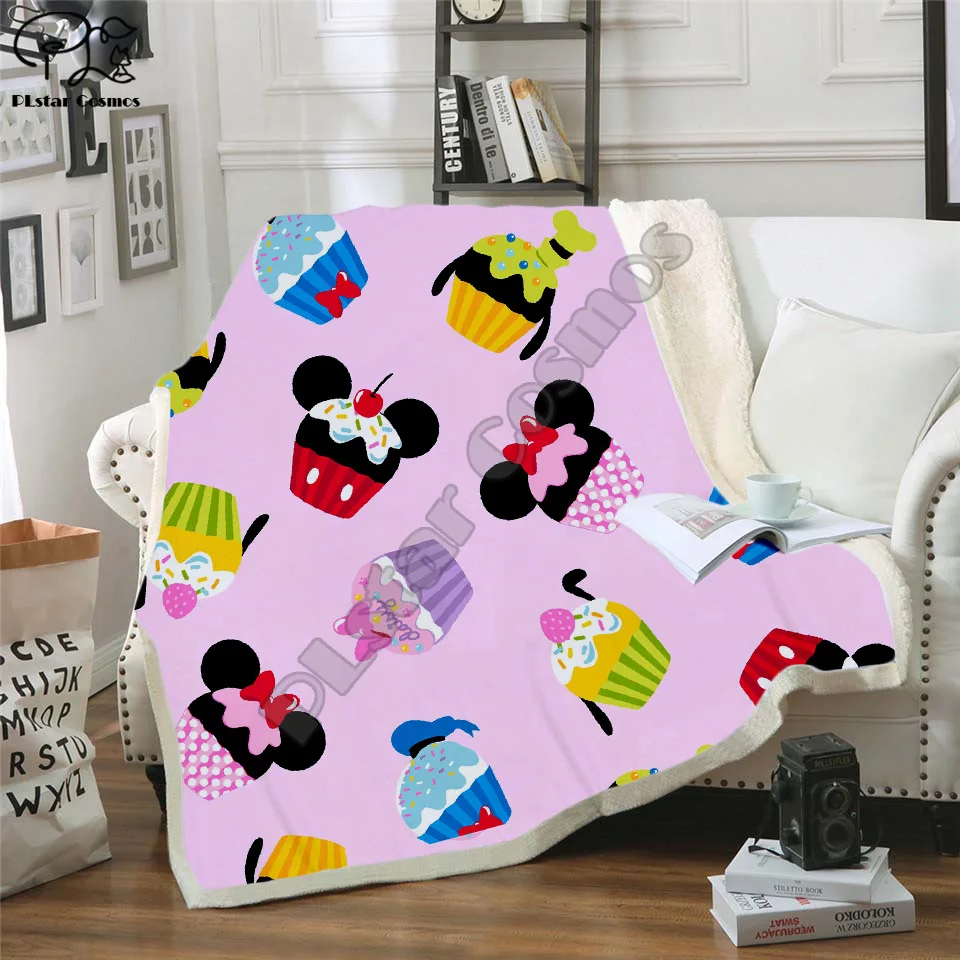 

Plstar Cosmos cute Cartoon Mickey funny character Blanket 3D print Sherpa Blanket on Bed Home Textiles Dreamlike style-5