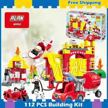 

112pcs Town Fire Truck My First Fire Station Kit Model Building Blocks Bricks Kids Toys Gifts Sets Compatible With Duplo Lago