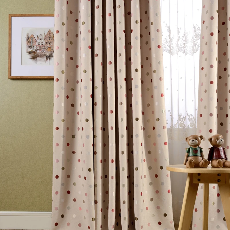 Крашеный в пряже из жаккардовой ткани горошек плотные шторы простом стиле для