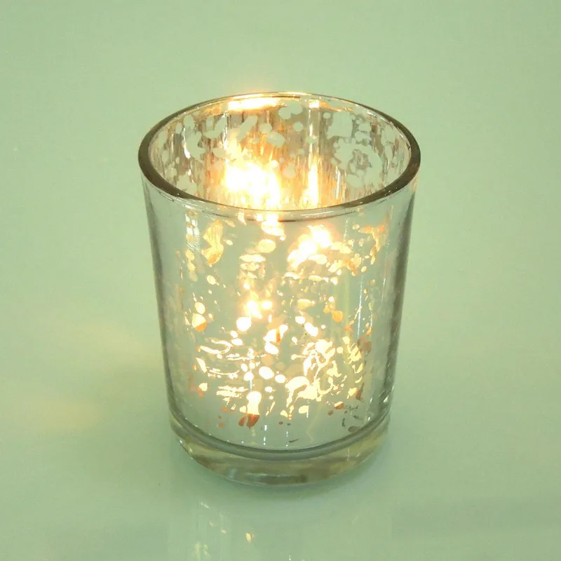 Diameter=5.5cm Hand Made Silver plated Craft Glass Cup Candle Holder