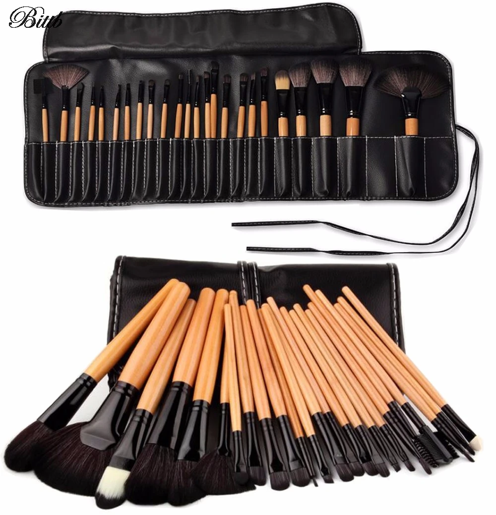

Bittb 24Pcs Pro Makeup Brushes Tools Kabuki Foundation Makeup Brush Set Face Powder Blush Contour Eyebrow Make Up Brushes Kit