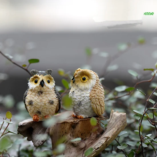

2015 Landscaping owl Dollhouse Resin Fairy Home DIY Micro Landscape Flower Pot Ornaments Free Shipping