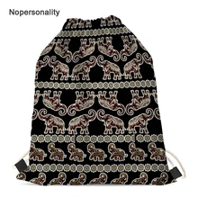 Сумка на шнурке с принтом слона черного цвета для женщин Маленькая женская сумка для путешествий мешок для хранения Mochila