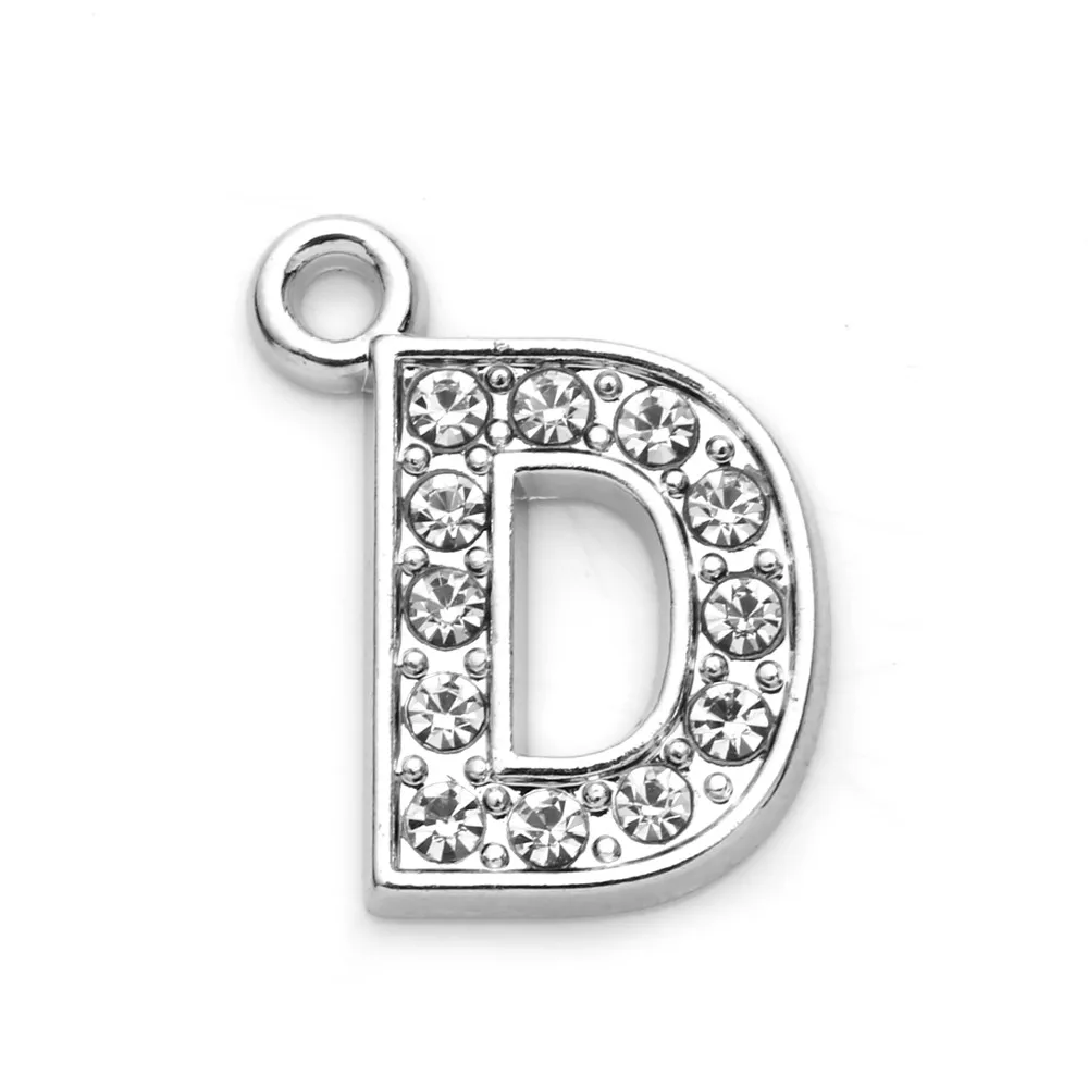 10 шт Подвески D буквы алфавита родиевый цвет 10x16 мм металлический сплав самодельные Украшения, Аксессуары
